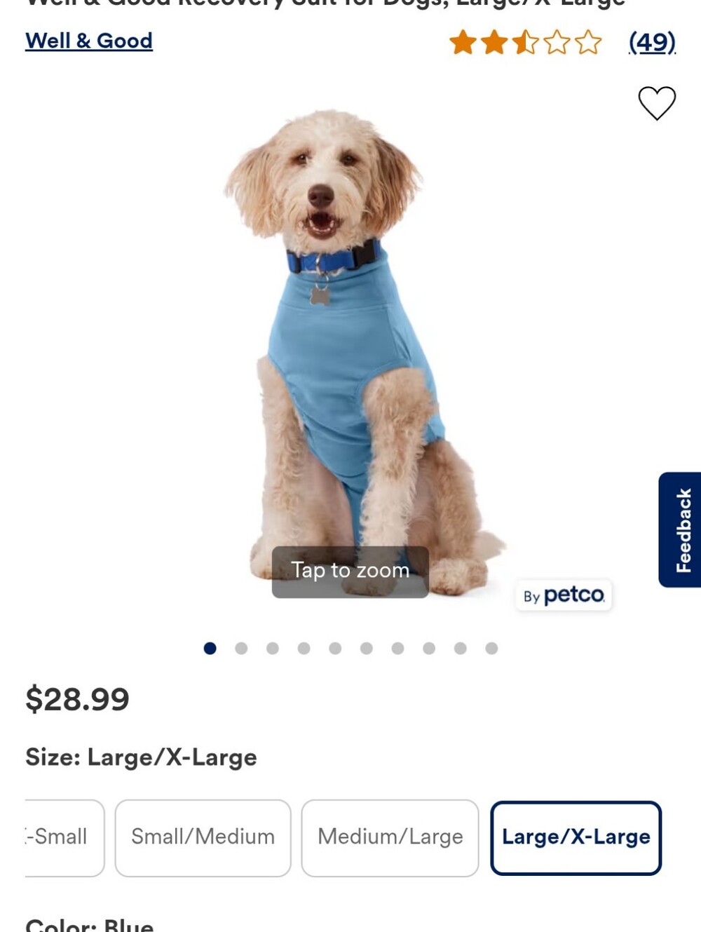 EUC Blue Dog Recovery Suit - Large/X-Large
